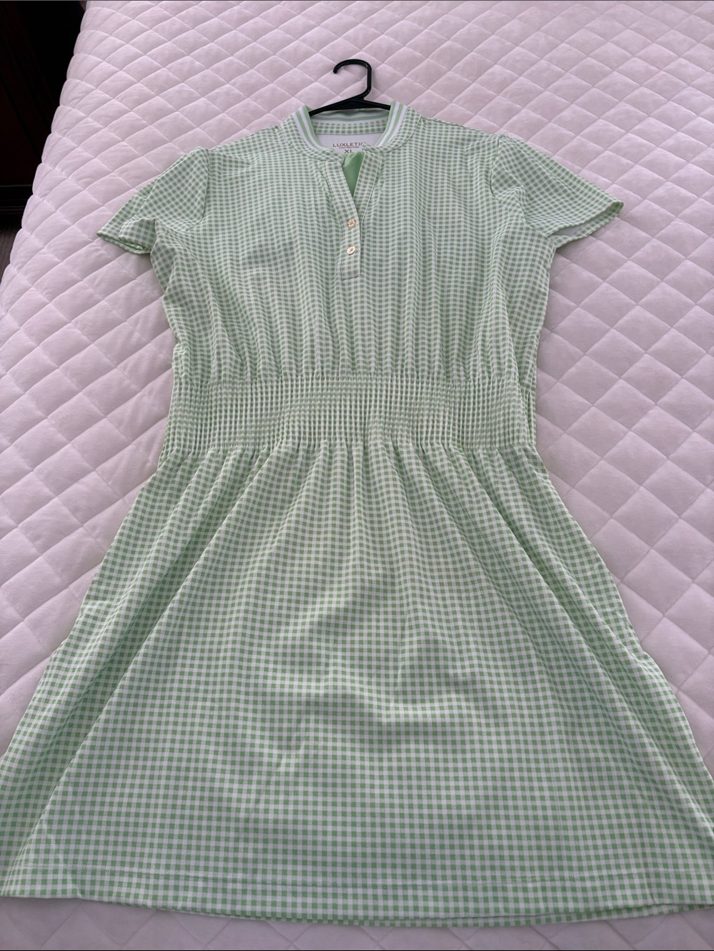 NWT Lilly Pulitzer light Green Mini Gingham Smocked Dress-Meryl fabric - Picture 3 of 7